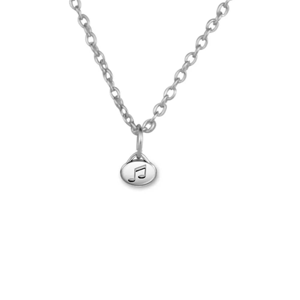 Серебряное ожерелье с подвеской в виде музыкальной ноты на диске из цинкового