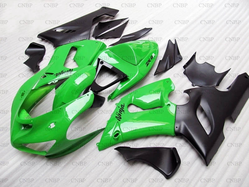 636 ZX 6r 2005 Пластиковые обтекатели ZX6r 2006 Зеленые Черные Обтекатели для мотоциклов