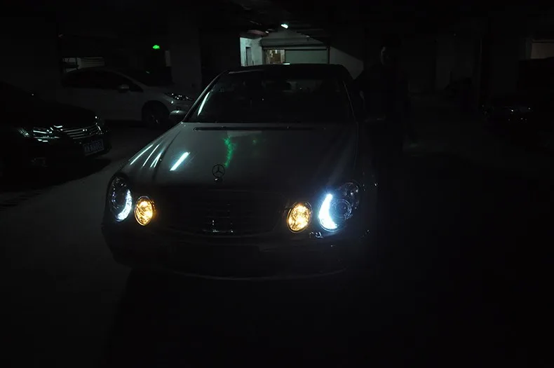 Высококачественный чехол для автомобиля для Benz W211 E240 E200 E280 фары светодиодный DRL Объектив двойной луч HID Xenon