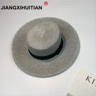 2017 золотой проволоки Small Pepper солнца Шапки ленты Круглый с плоским верхом соломенная шляпа Панама летние шляпы для женщин соломенная шляпа snapback gorras