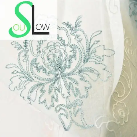 Slow Soul синяя Европейская хлопковая белая вышитая Цветочная занавеска s Тюль Cortinas
