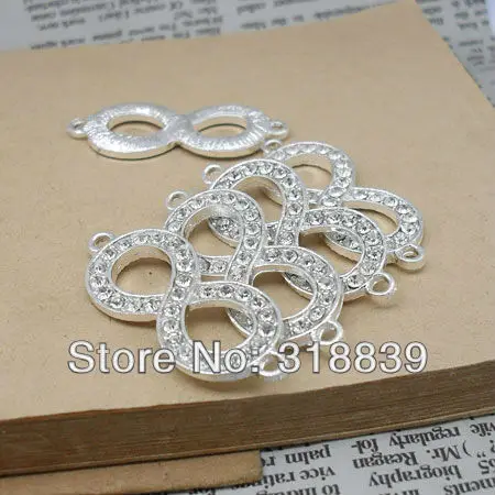 Silver Plating Metal Alloy White Rhinestones Infinity Trendy Jewelry Connectors Fit DIY Making 8pcs 15*40mm 6130 | Украшения и