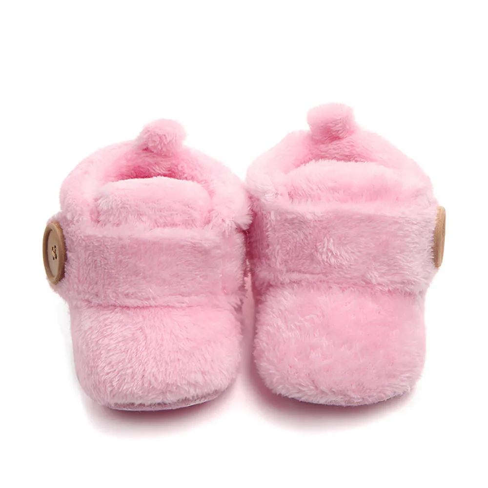 Pink Милые дизайнерские туфли для малышей и девочек с капюшоном; обувь для малышей; мягкие комнатные туфли на плоской подошве с круглым носком; зимняя теплая обувь для малышей - Цвет: Pink