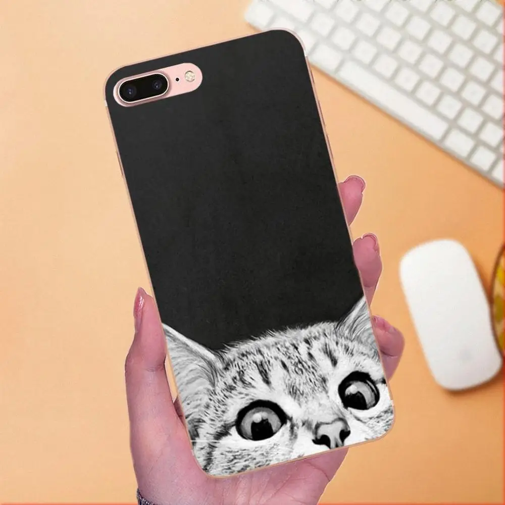 Kawaii Anime черный кошачий глаз классический лучше подходит для Apple iPhone 4 4S 5 5C 5S SE 6 6S 7 8