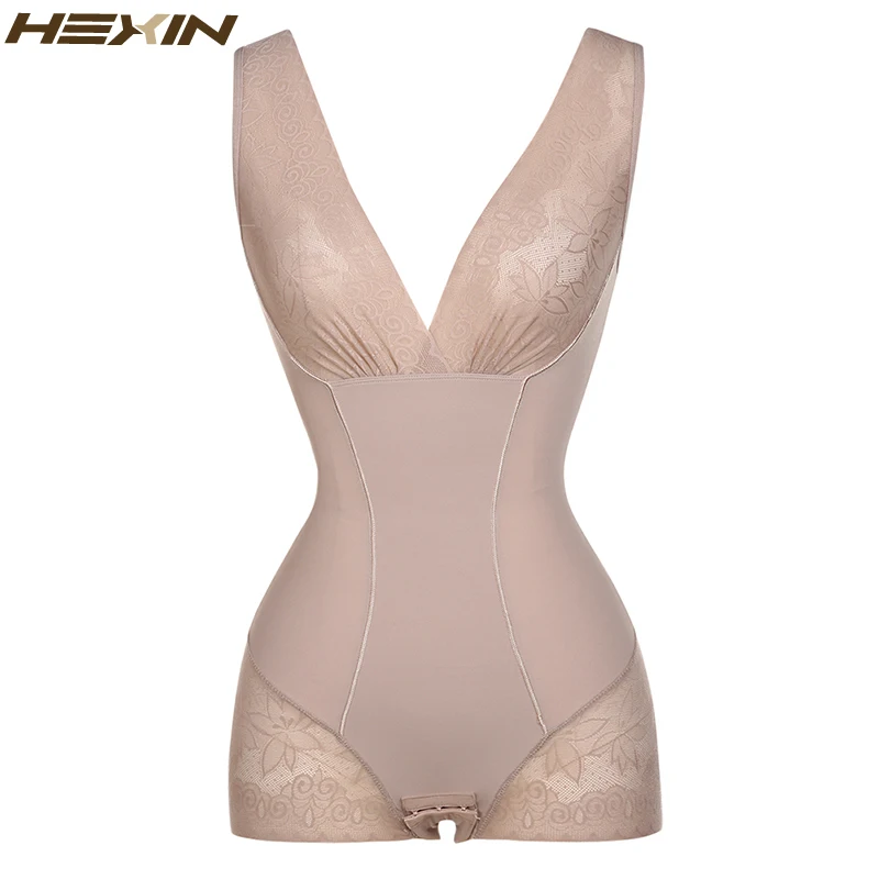 HEXIN Женское боди с крючками для всего тела, Утягивающее боди, контроль животика, подтяжка ягодиц, кружевное Корректирующее белье для тела, бюстгальтеры, Корректирующее белье