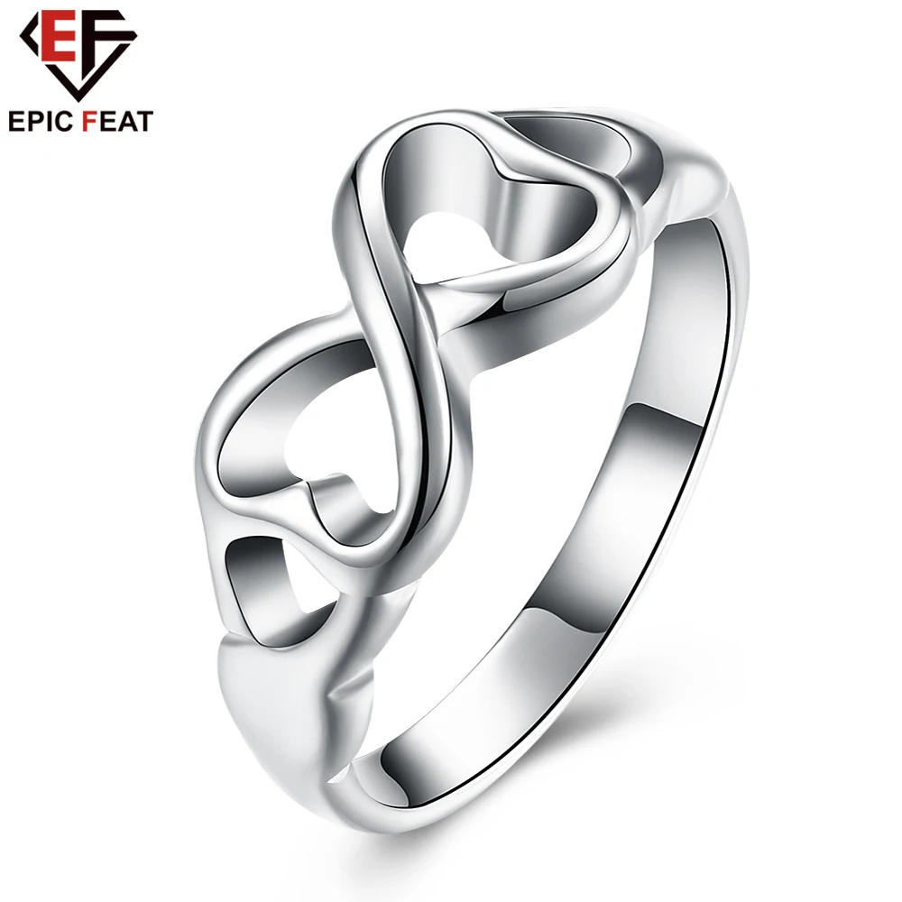 EPICFEAT Романтический Ближе Сердца Серебряные Кольца для Женщин Модный