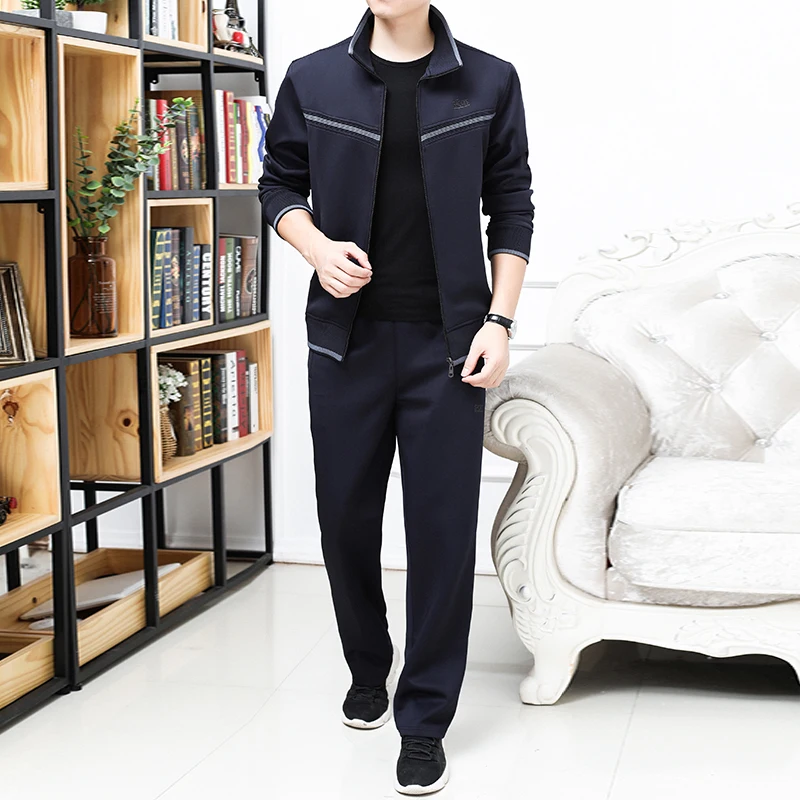 Новая повседневная Высококачественная куртка + брюки спортивный костюм из двух