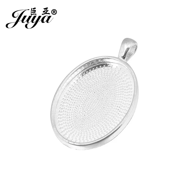 JUYA 5 шт. Овальные Настройки Подвески основы для кабошонов ободок лотки 18x25 мм