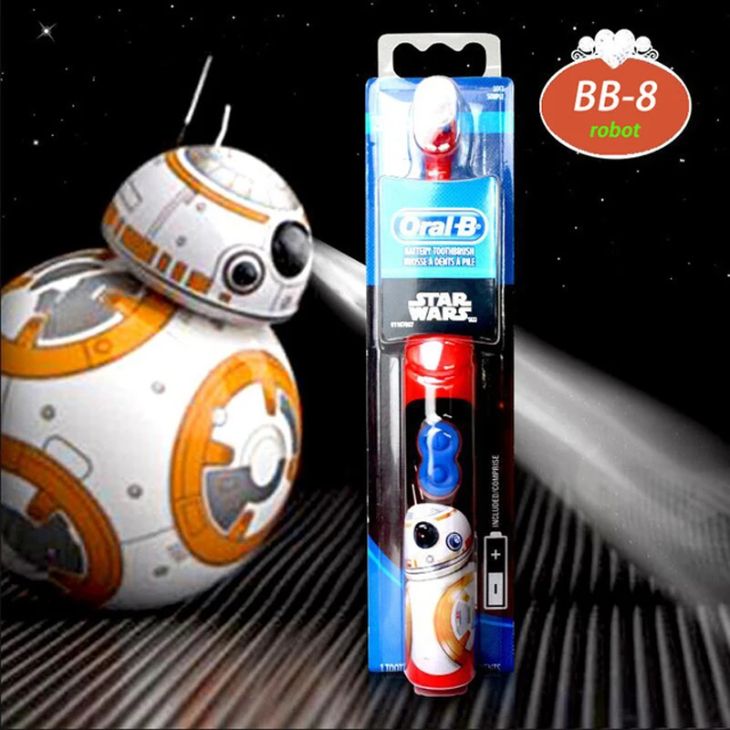 Star Wars-BB-8 OralB, электрическая зубная щетка для детей, уход за деснами, вращение, живучесть, мультяшная, Здоровье полости рта, Мягкая зубная щетка для детей, на батарейках - Цвет: Star Wars-BB-8