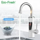 Электрический проточный водонагреватель Ecofresh, кухонный смеситель с мгновенным нагревом светодиодный подсветкой, европейская вилка