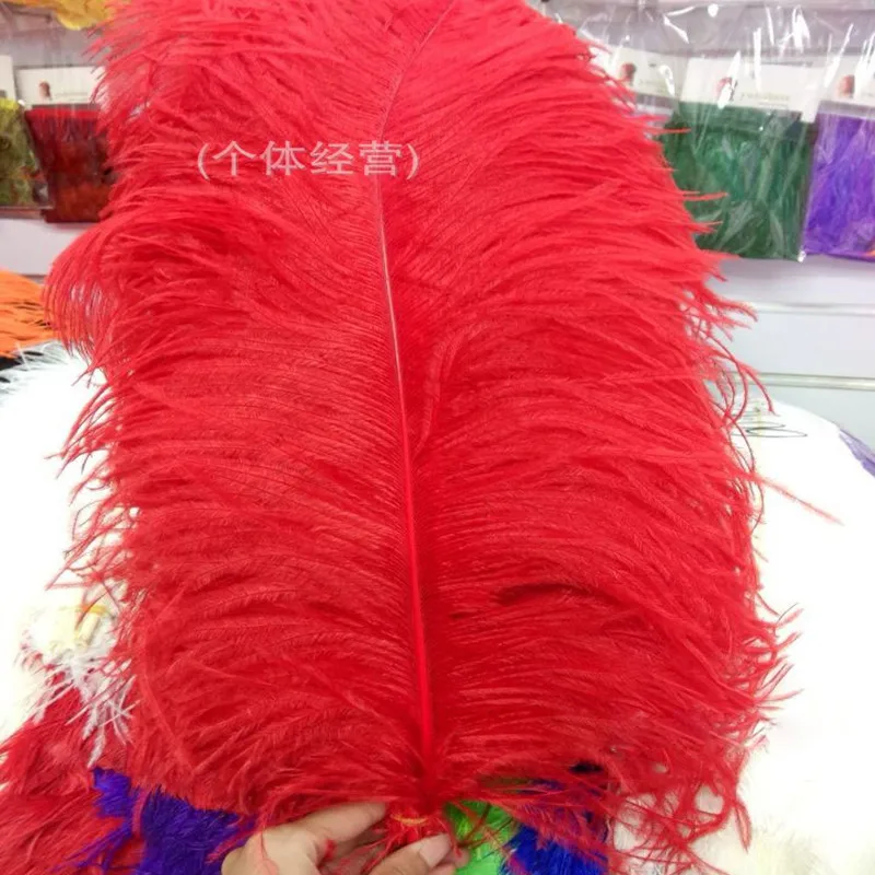 Перо страусиное с большим шестом, красные перья, 10 шт., 60-65 см/24-26 дюймов, Натуральное перо для свадебных украшений