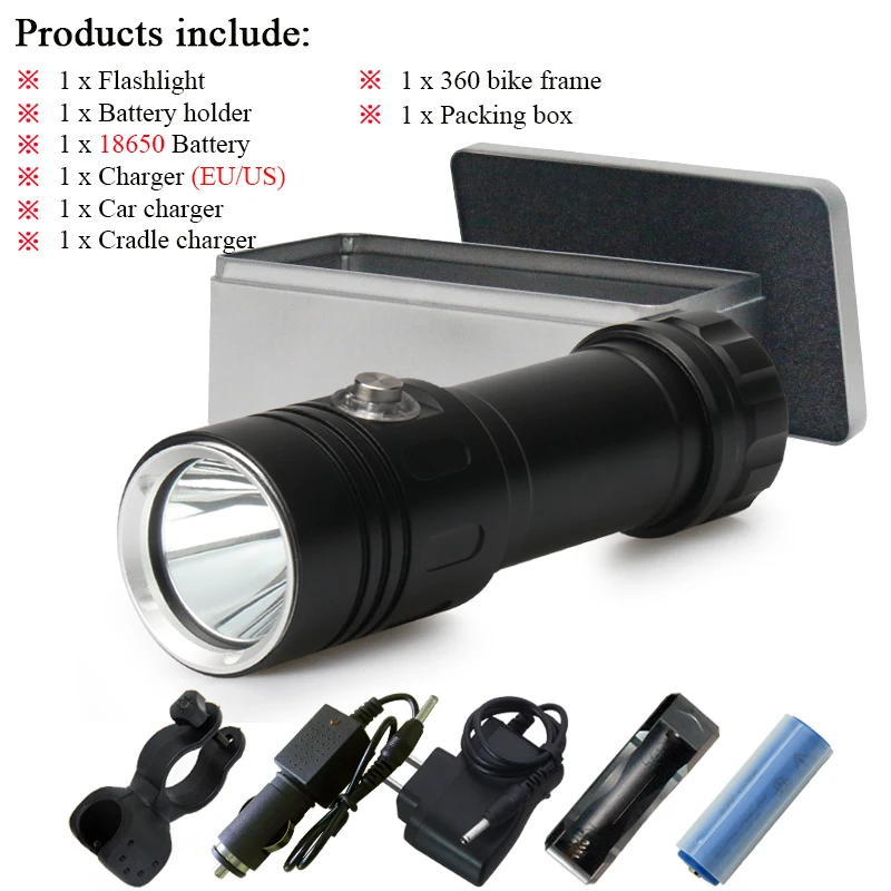 BHQ402C1-BOX 100 м подводные фонари лампы Подводное led фонарик перезаряжаемый 26650or18650 батарея cree xm l2 водонепроницаемый 5000 люмен - Испускаемый цвет: BHQ402C1-BOX