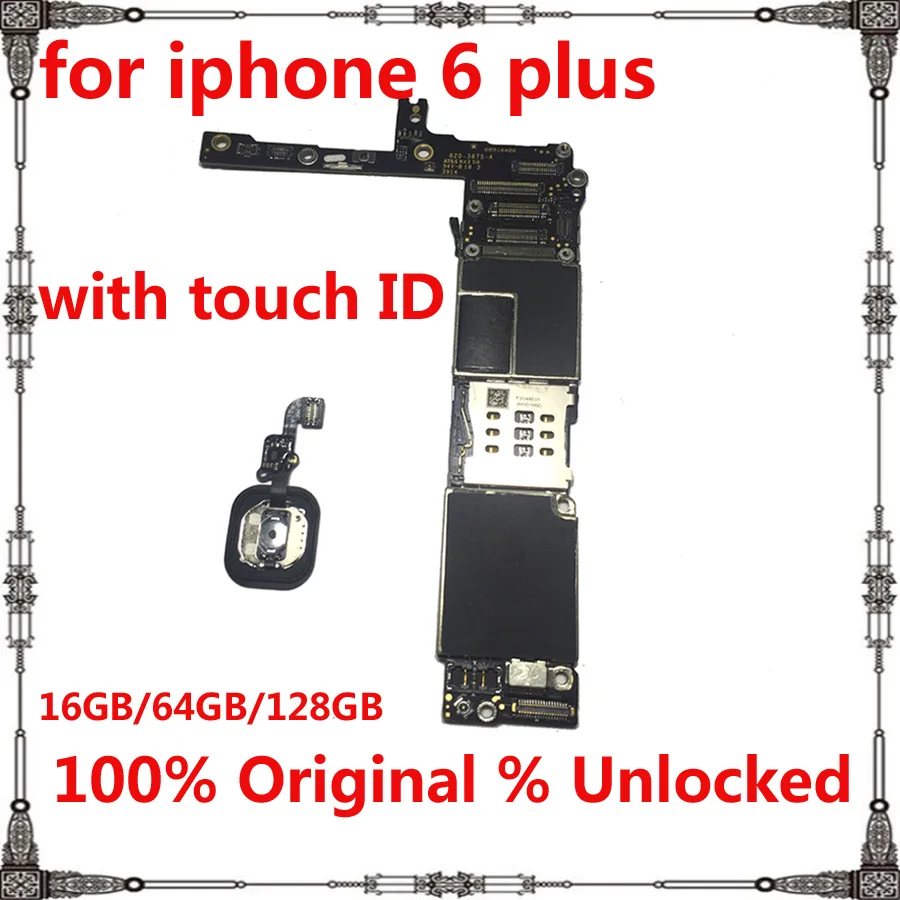 Для iphone 6 plus p оригинальная разблокированная материнская плата с/без touch ID