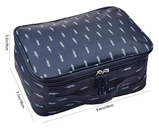 navy feathers Милые водостойкие путешествия женщины художник косметичка косметолог хранения составляют случае большой ёмкость женский макияж - Цвет: navy feathers