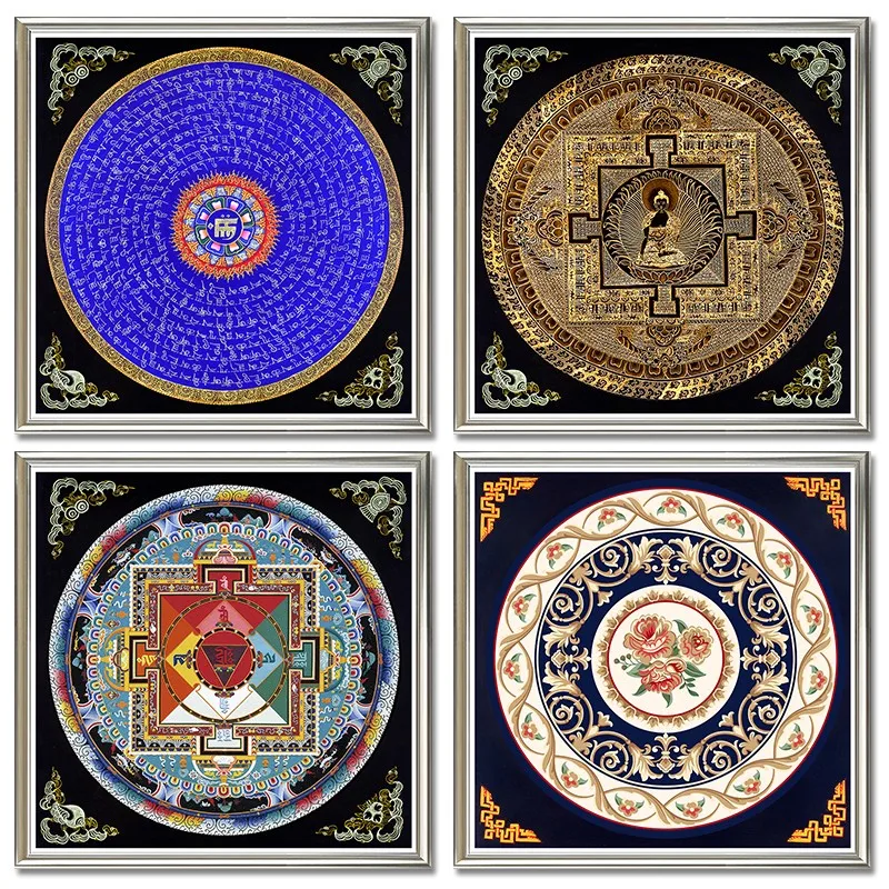 Thangka мандалее с Буддой живопись духовными тибетцами пинтурас религиозная маслом