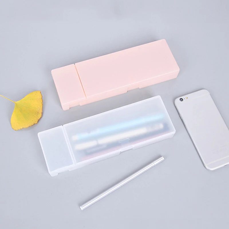 Простой Прозрачный чехол карандаш для школьников детей коробка ручек небольшой