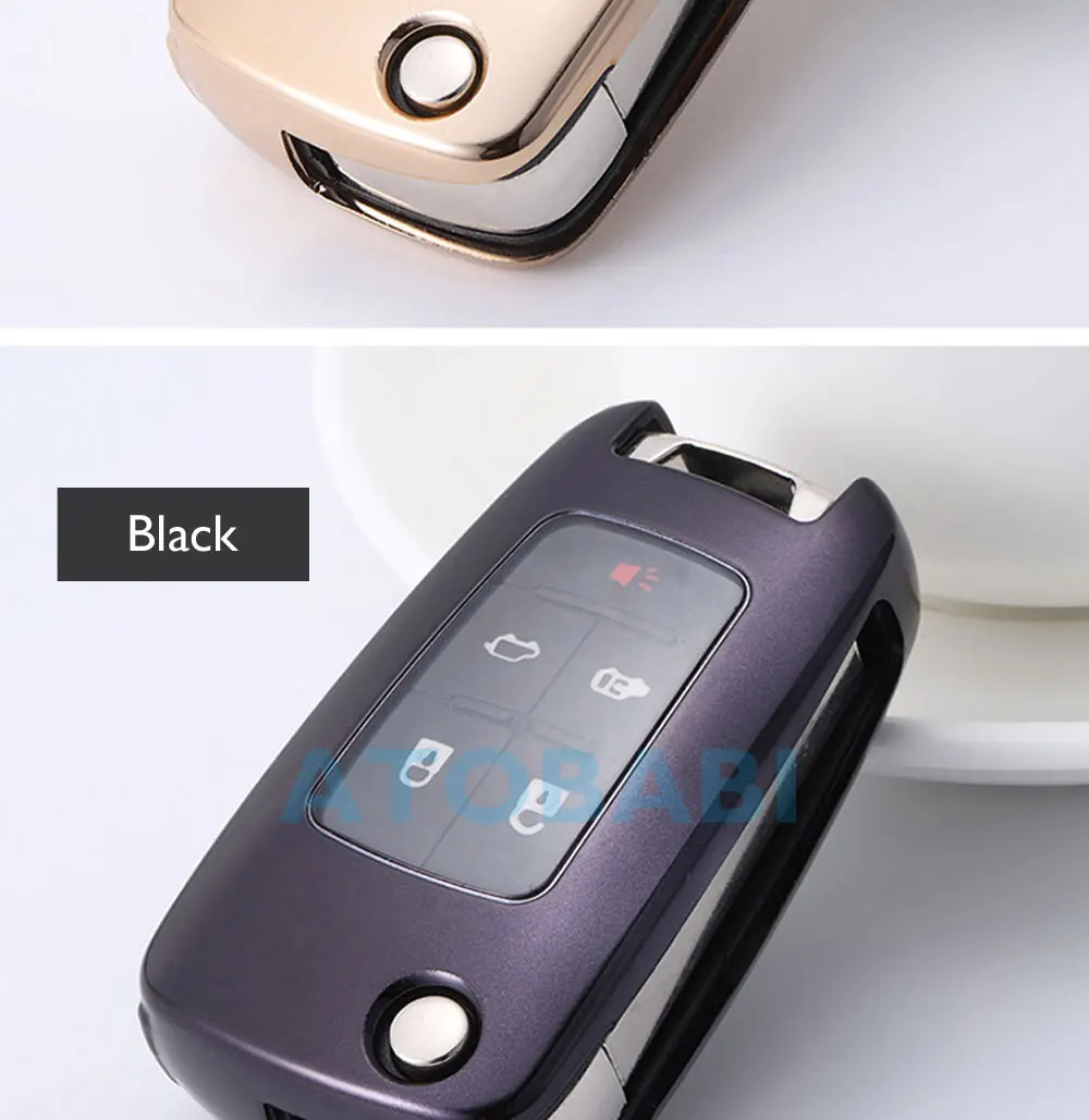 TPU Car Key Case For Chevrolet Camaro Cruze Equinox Impala Malibu GMC Terrain Buick LaCrosse Folding Remote Fob Protector Cover