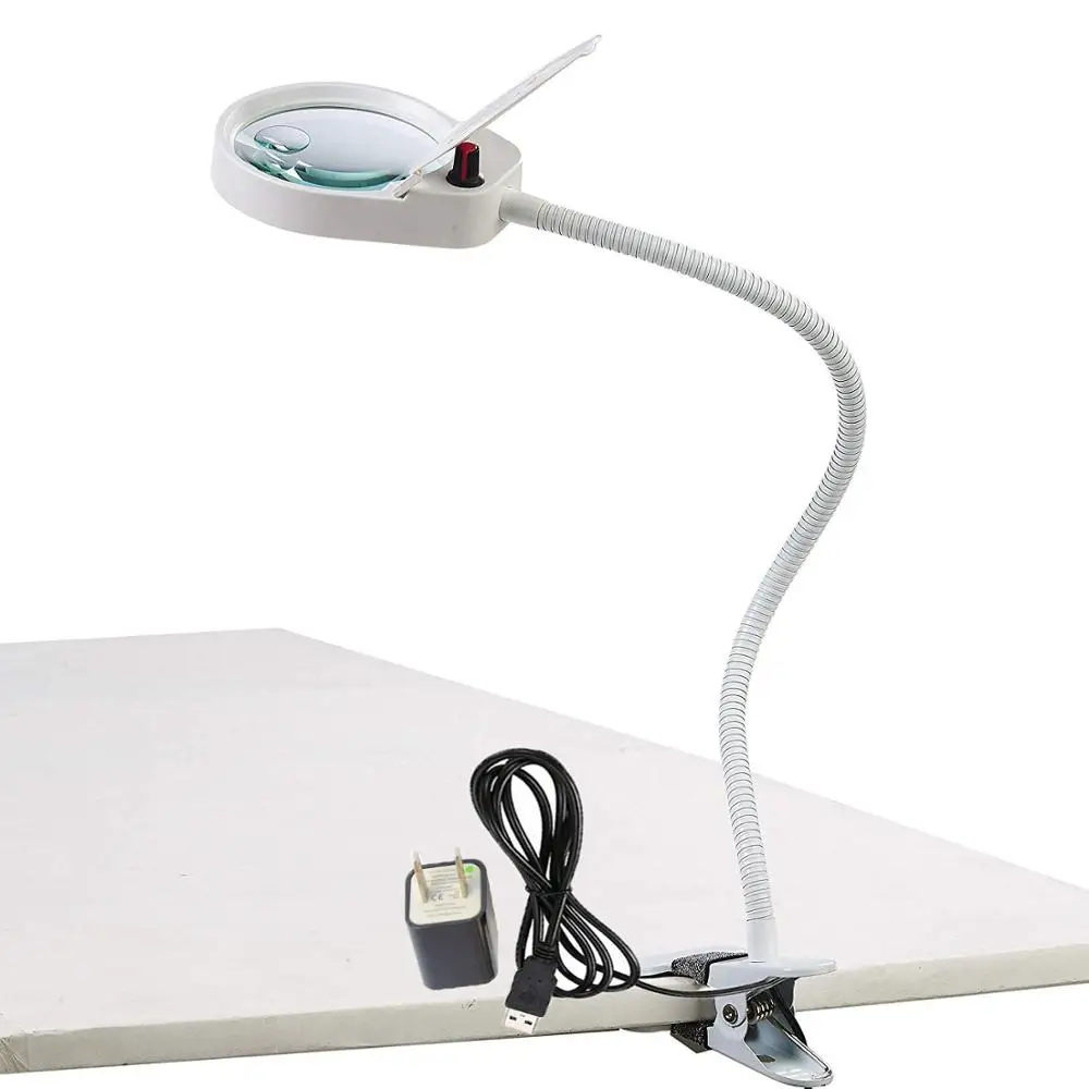 white universal plug Увеличительное стекло со светодиодными лампами для чтения, ремонта и хобби - Цвет: white universal plug
