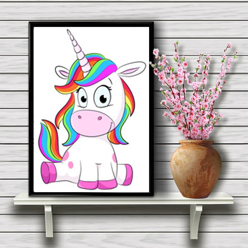 

DIY алмазные картины Вышивка крестом мультфильм Единорог Кристалл бриллиантовые вышитые лошади Кристальные круглые алмазные мозаичные кар...