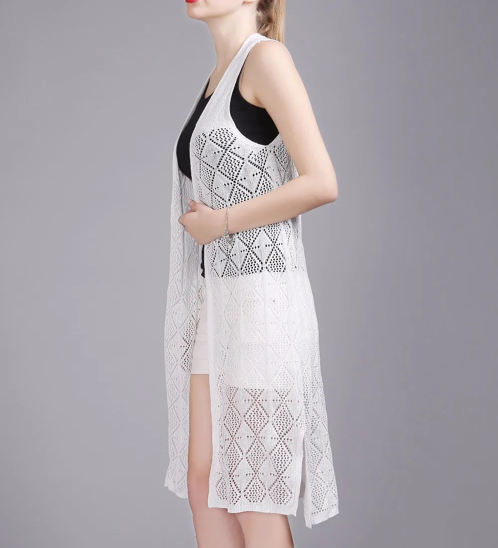 Американский Женская одежда Тонкий вязаный кардиган без подкладки полые