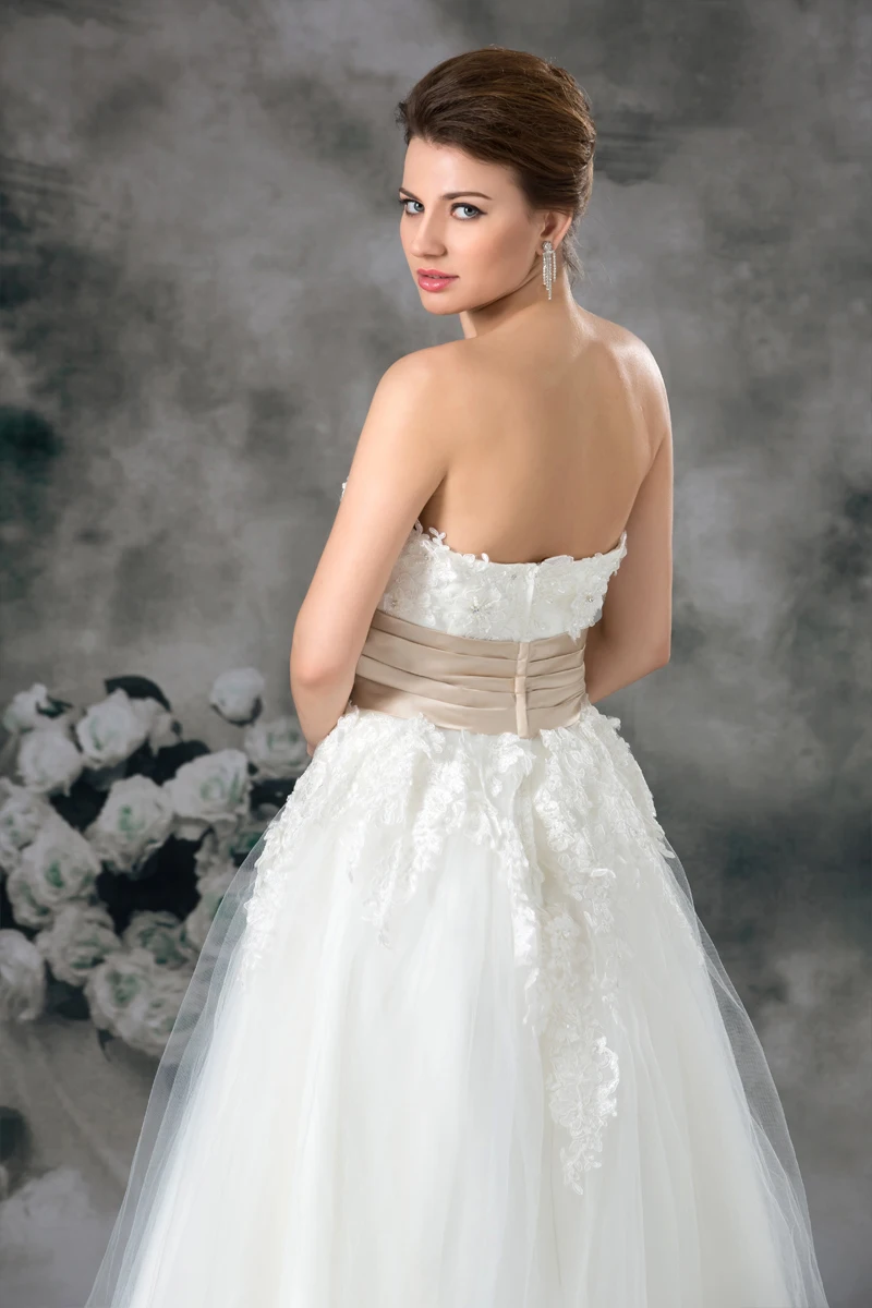 Beach Vestido De Noiva Wedding Dresses A-line Sweetheart Tea Length Tulle Appliques Beaded Gown Bridal | Свадьбы и торжества
