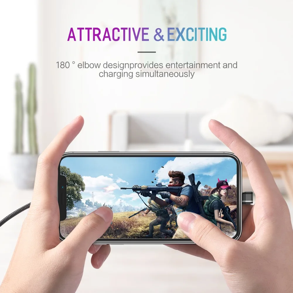 USB кабель ROCK для iPhone U образный игровой быстрой зарядки XS Max XR X 8 7 6 5 Plus iPad iOS|Кабели