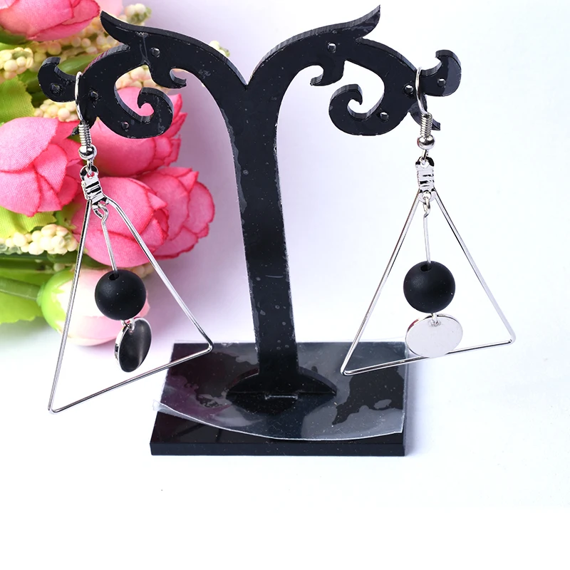 

Minimalist Style Retro Women Triangle Pearl multi-layer Design Long Earrings New Jewelry