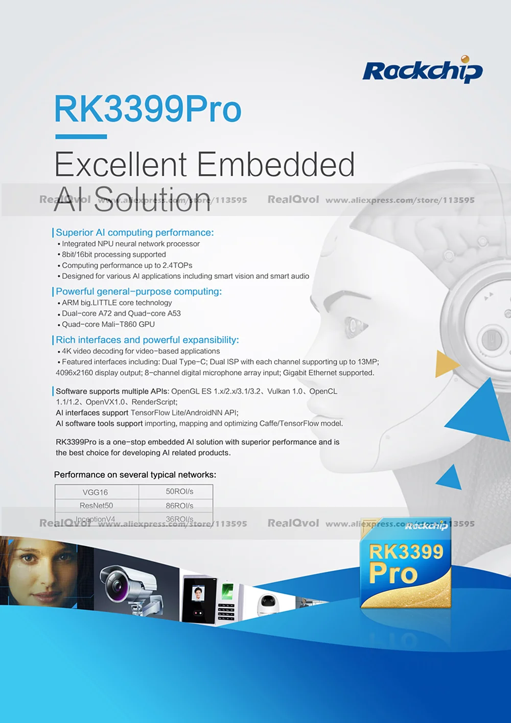 RK3399Pro AI demoboard для искусственного интеллекта глубокое обучение развитие AI процессор NPU производительность до 2,4 Топы