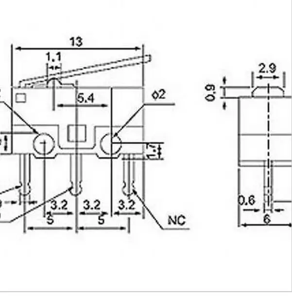 50 шт. Микропереключатель с тремя прямыми ножками мышь боковой ключ мгновенный