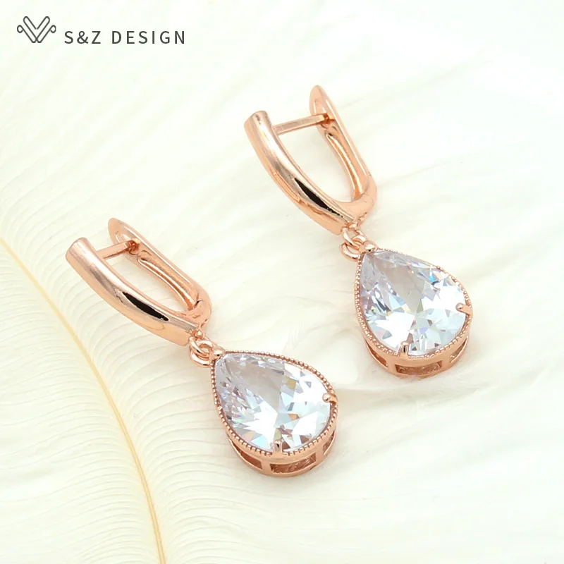 Женский комплект украшений S & Z серьги подвески из розового золота 585 пробы с