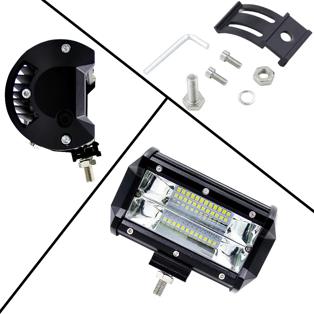 

5inch 72W LED Light Bar Spot Beam Working Light Driving Fog lamp Road Lighting for Jeep wrangler jk Car Truck Boat Marine