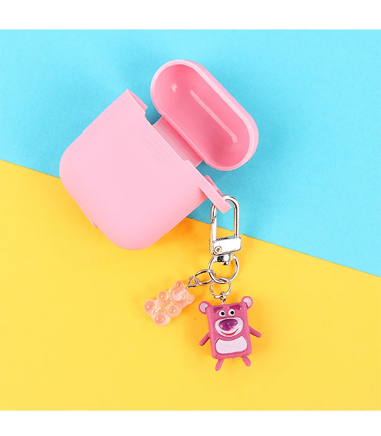 Pink Мультяшный кулон, чехол для наушников для Apple Airpods, мягкий силиконовый защитный чехол для AirPods, чехол с брелоком - Цвет: Pink