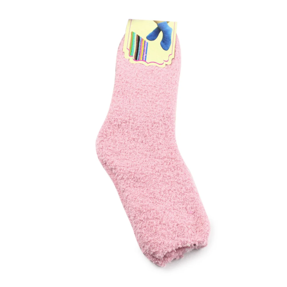 light pink 1 пара; милые мягкие толстые теплые носки-тапочки ярких цветов; носки-тапочки; пушистые Чулочные изделия; GDD99 - Цвет: light pink