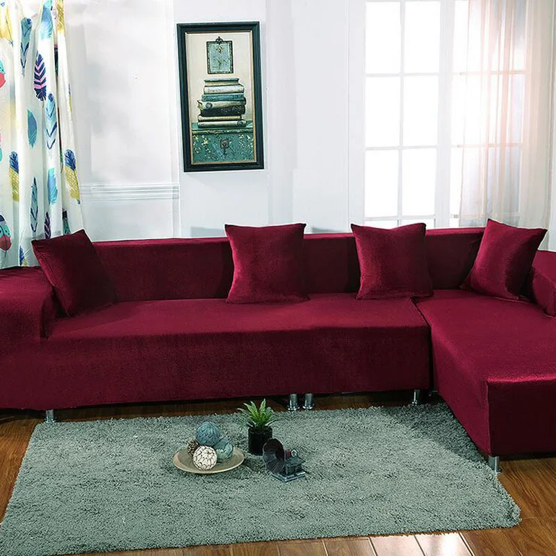 Плотный чехол для дивана полиэстеровый бархатный плюшевый эластичный тканевый