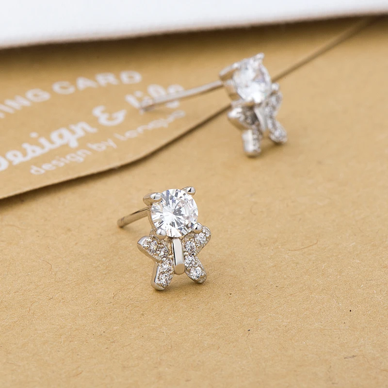 Серьги-гвоздики из настоящего серебра оптовая продажа ювелирные изделия для