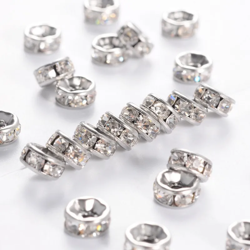 6x3mm 200 шт. дисковые бусины из нержавеющей стали, распорные бусины с Бусы из горного хрусталя, цвет из нержавеющей стали, F60 - Цвет: 6x3mm
