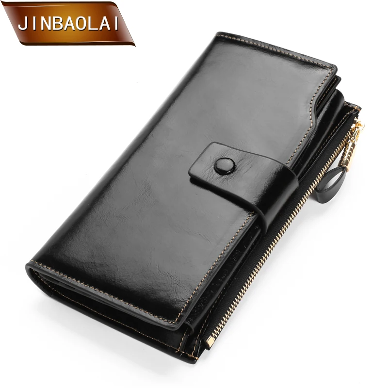 

JINBAOLAI Fashion Multifunctional Genuine Leather Women Wallet and Purse Long Purse Card Holder Phone Female Big Clutch Carteira