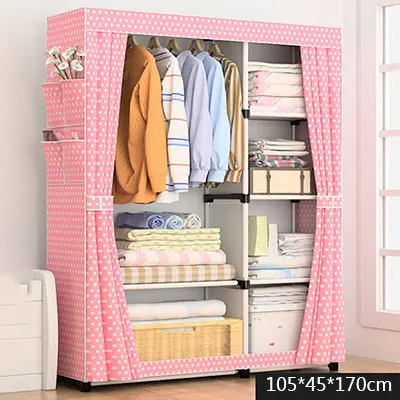 color 6 Современный минималистичный шкаф для одежды DIY сборочный стальной шкаф для хранения с усиленной трубой складной Тканевый шкаф мебель для спальни - Цвет: color 6