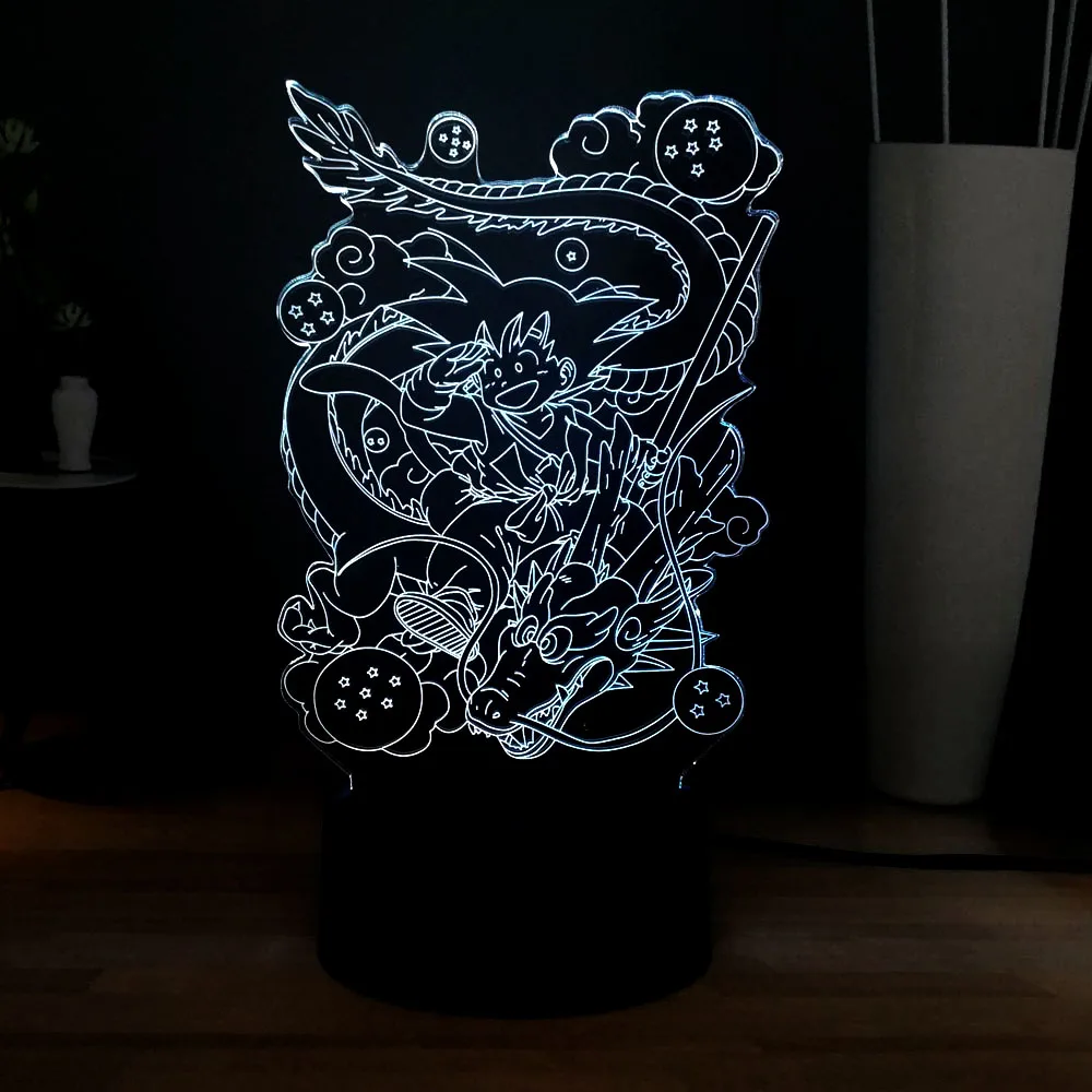 Акриловые семь Dragon Ball фигурка крутой Гоку 3D LED дом Атмосфера RGB прикроватный USB
