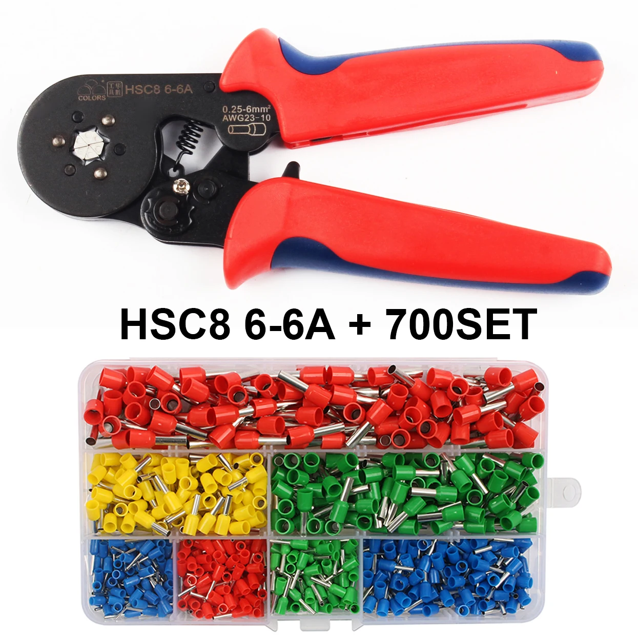 HSC8 6-6A 700TUBE HSC8 10S 0,25-10 мм2 23-7AWG обжимные плоскогубцы HSC8 6-4A HSC8 6-6 мини плоскогубцы с круглым носом с трубкой иглы терминалы коробка ручные инструменты - Цвет: HSC8 6-6A 700TUBE
