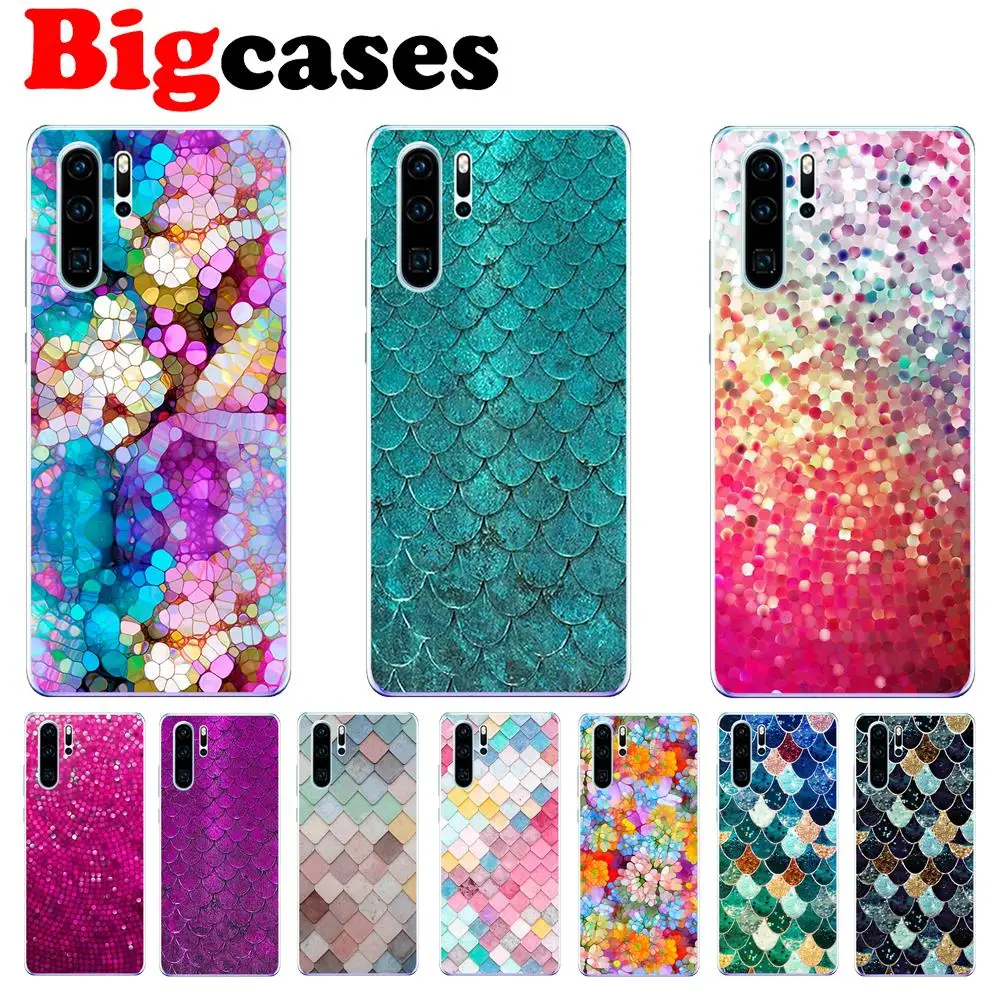 Чехол для Huawei P30 Lite Pro мягкий силиконовый чехол из ТПУ Fundas Happy Color Fish Scales защитный