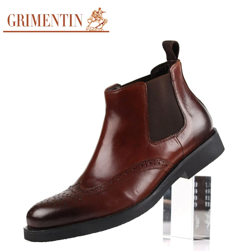 GRIMENTIN/брендовые роскошные мужские ботильоны из натуральной кожи удобная мужская