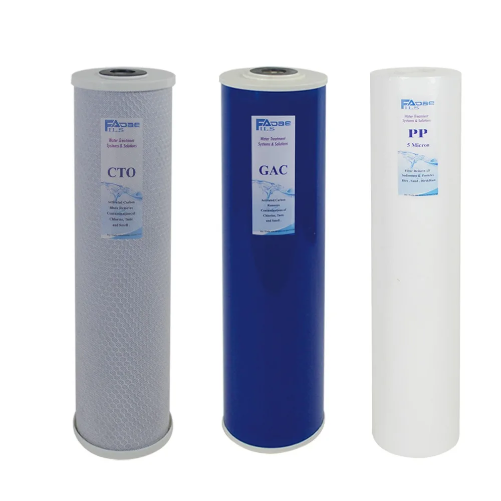 

Whole House Filteration System Replacement Filter kits 3 stage - PP Sediment, GAC & Carbon Block Filter 5 Micron - 4.5" x20-Inch