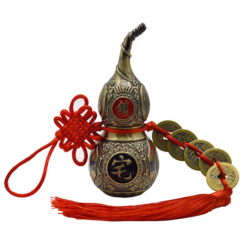 

Китайский фэн-шуй, ретро цвет, Ву Лу Hu Lu миниатюры, медная тыква, амулет, латунь, медь, аксессуары для украшения дома, винтажные