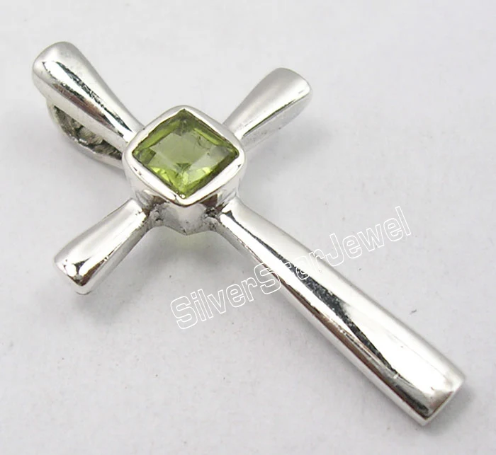 PERIDOT Muiltiply Choices Chanti International. Твердый Серебряный квадратный вырез аметист драгоценный камень недорогой крест кулон 3 см BIJOUX - Окраска металла: PERIDOT