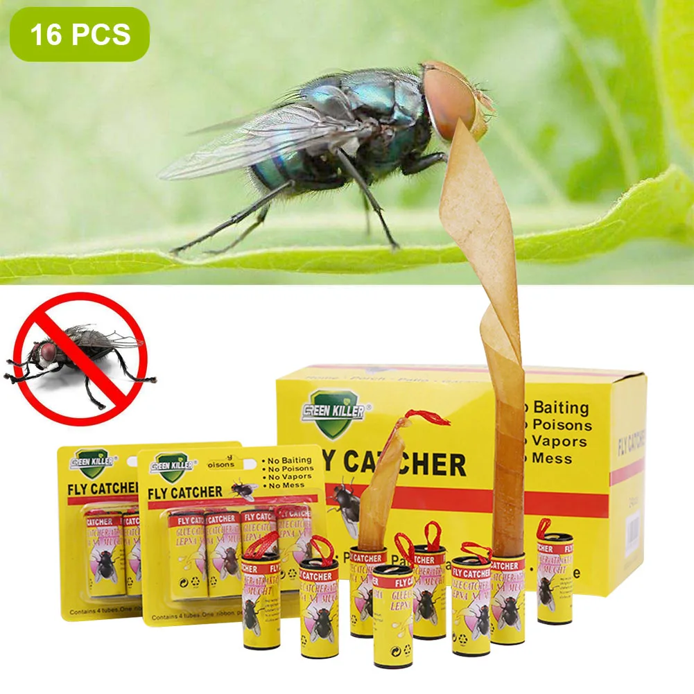 Горячая 16 шт насекомых мух муха клеевая бумага лента ловушка липкая Нетоксичная
