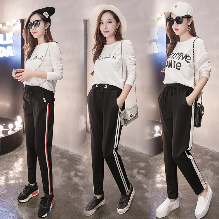 2019 узкие спортивные Штаны Слаксы пот брюки для девочек штаны халон женщин и