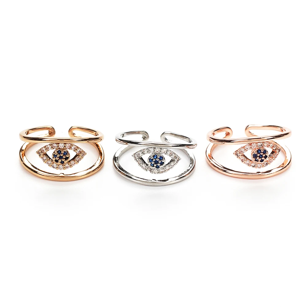 Lucky Eye свадебное кольцо Evil Eye женские кольца Блестящий кубический циркон проложить установки женские ювелирные изделия для вечеринки регулируемые EY5040