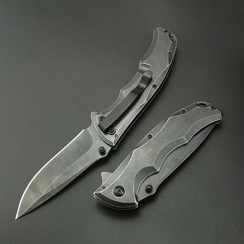 Тактический складной нож резец со стальной ручкой Stonewash для выживания кемпинга
