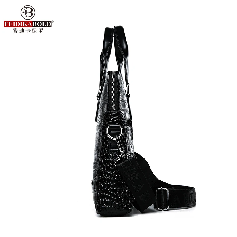 FEIDIKABOLO Crocodile Men's Briefcase Luxury Black Men Handbags Messenger Bags PU Leather Man Bags Business Casual Shoulder Bag